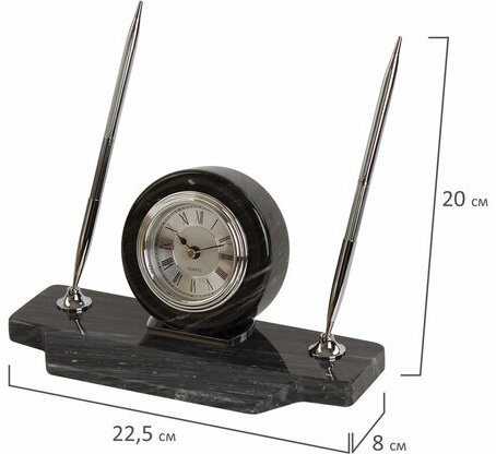 Набор настольный GALANT из мрамора, 8 предметов, черный мрамор/серебристые металлические детали, 231192