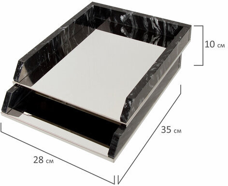 Набор настольный GALANT из мрамора, 8 предметов, черный мрамор/серебристые металлические детали, 231192