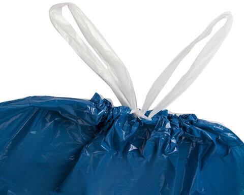 Мешки для мусора с завязками 120 л. синие, в рулоне 10 шт., прочные, ПВД 35 мкм, 67х90 см, LAIMA, 601399