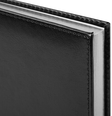 Ежедневник недатированный А5 138х213 мм BRAUBERG "FLAME", под кожу, 160 л., черный, серебряный срез, 113425