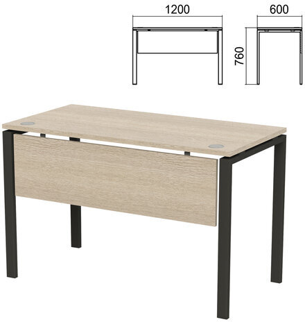 Стол на металлокаркасе "Арго", 1200х600х760 мм, царга, ясень шимо (КОМПЛЕКТ)