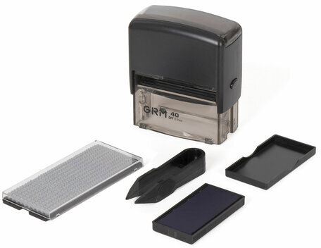 Штамп самонаборный 6-строчный, оттиск 59х23 мм, синий без рамки, GRM 40, КАССА В КОМПЛЕКТЕ, 116000045
