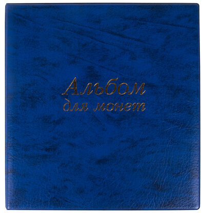 Альбом нумизмата для 380 монет (диаметр до 38 мм) и купюр, 253х238 мм, синий, ОСТРОВ СОКРОВИЩ, 237960
