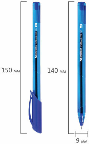 Ручка гелевая BRAUBERG "Extra Glide Gel", СИНЯЯ, трехгранная, игольчатый наконечник 0,7 мм, линия 0,5 мм, 144076