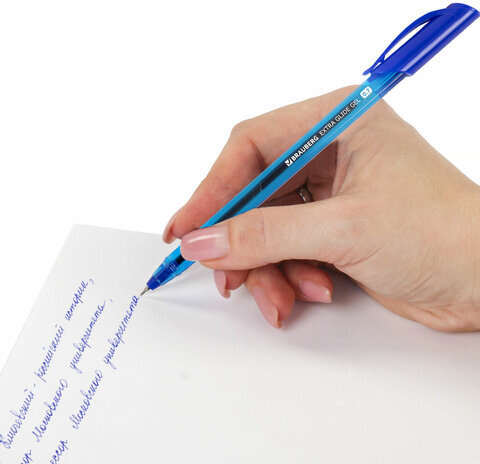 Ручка гелевая BRAUBERG "Extra Glide Gel", СИНЯЯ, трехгранная, игольчатый наконечник 0,7 мм, линия 0,5 мм, 144076