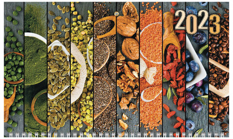 Календарь квартальный с бегунком 2023 г., 3 блока, 3 гребня, ОФИС, "Тонкости вкуса", HATBER, 3Кв3гр3_26665