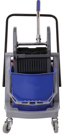 Тележка уборочная BRABIX, 2 съемных ведра 17 л, механический отжим, пластиковый каркас, 606660