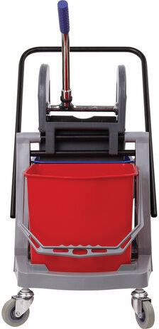 Тележка уборочная BRABIX, 2 съемных ведра 17 л, механический отжим, пластиковый каркас, 606660