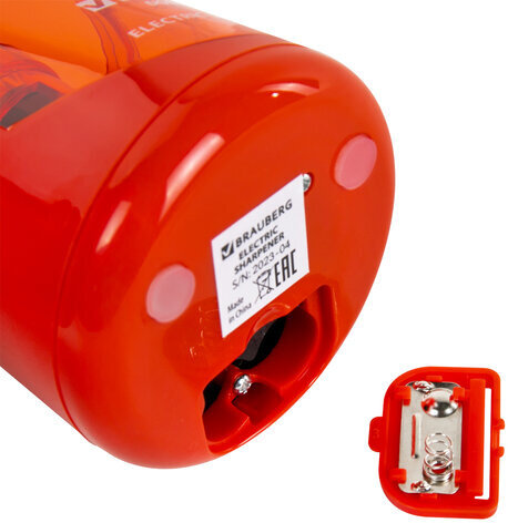 Точилка электрическая BRAUBERG DOUBLE BLADE RED, двойное лезвие, питание от 2 батареек АА, 271338