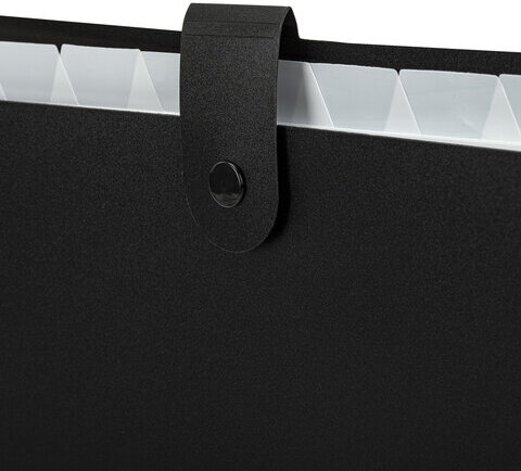 Папка-органайзер на кнопке 12 отделений, BRAUBERG "Extra", А4, черная с белым, 271930