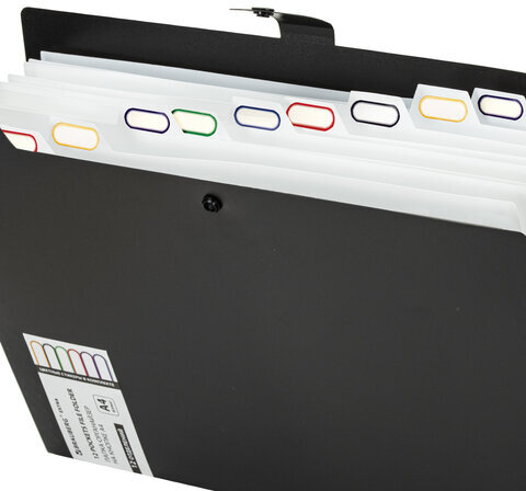 Папка-органайзер на кнопке 12 отделений, BRAUBERG "Extra", А4, черная с белым, 271930