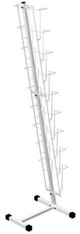 Стойка напольная для рекламных материалов (161х41х39 см), на 9 лотков А4, сетчатая, К010, белая, 1829