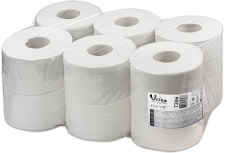 Бумага туалетная 125 м, VEIRO Professional (Система T2), комплект 12 шт., Comfort, 2-слойная, T206