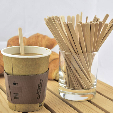 Размешиватель одноразовый деревянный в индивидуальной упаковке 140 мм, КОМПЛЕКТ 250 шт., БЕЛЫЙ АИСТ, 607578, 97