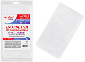 Салфетка из микрофибры суперплотная 50х100 см &quot;WHITE ULTRA DENSE OVERLOCK&quot;, белая, LAIMA HOME, 608226