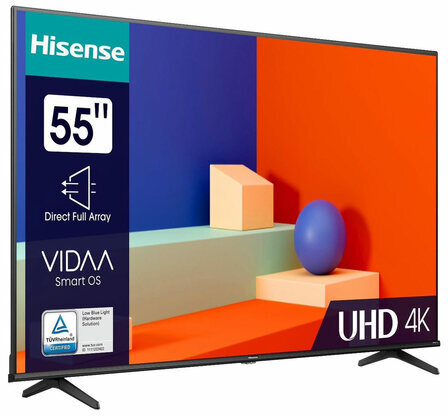 Телевизор HISENSE 55A6K, 55" (139 см), 3840x2160, 4K, 16:9, SmartTV, Wi-Fi, черный