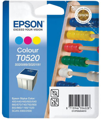 Картридж струйный EPSON (C13T05204010) Stylus Color 400/600/740/1520/Scan2000/2500 и другие, цветной, оригинальный