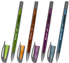 Ручка шариковая масляная BRAUBERG &quot;BOMB GT Metallic&quot;, СИНЯЯ, прорезиненный корпус ассорти, узел 0,7 мм, линия письма 0,35 мм, 143348