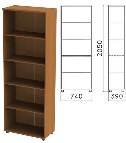 Шкаф (стеллаж) "Монолит", 740х390х2050 мм, 4 полки, цвет орех гварнери, ШМ44.3