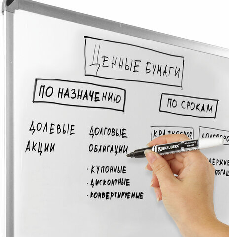 Маркер стираемый для белой доски ЧЕРНЫЙ, BRAUBERG, 4 мм, с клипом, эргономичный корпус, 150846