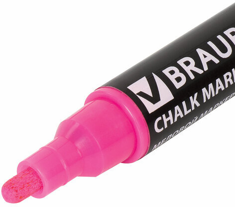 Маркер меловой "POP-ART" РОЗОВЫЙ, 5 мм, стираемый, для гладких поверхностей, BRAUBERG, 151530