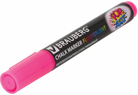 Маркер меловой "POP-ART" РОЗОВЫЙ, 5 мм, стираемый, для гладких поверхностей, BRAUBERG, 151530