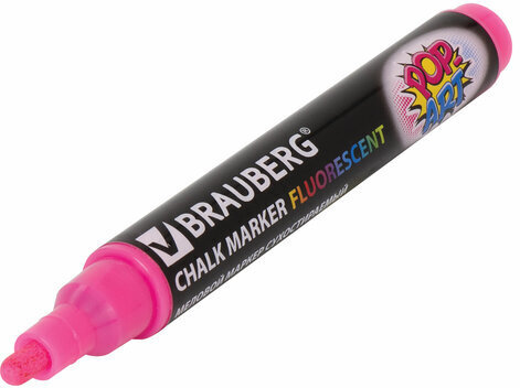 Маркер меловой "POP-ART" РОЗОВЫЙ, 5 мм, стираемый, для гладких поверхностей, BRAUBERG, 151530