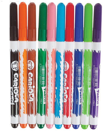 Маркеры для ткани CARIOCA (Италия) "Fabric", 10 цветов, круглый наконечник 2,6 мм, 42909