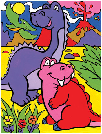 Раскраска по номерам А4, ЮНЛАНДИЯ "ДИНОЗАВРЫ", С АКРИЛОВЫМИ КРАСКАМИ, на картоне, кисть, 661595