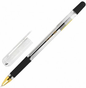 Ручка шариковая с грипом BRAUBERG &quot;X-ONE&quot;, ЧЕРНАЯ, корпус прозрачный, узел 0,5 мм, линия письма 0,35 мм, 143988