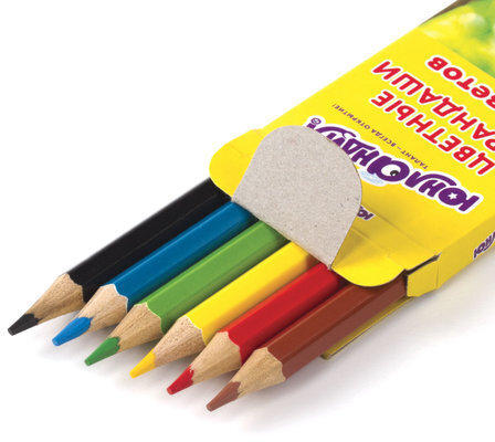 Карандаши цветные ЮНЛАНДИЯ "МИР ЖИВОТНЫХ", 6 цветов, классические заточенные, 181382