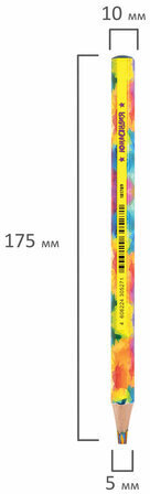 Карандаш с многоцветным грифелем МЯГКИЙ, 1 шт., ЮНЛАНДИЯ "MAGIC", классические цвета, утолщенный, 181789