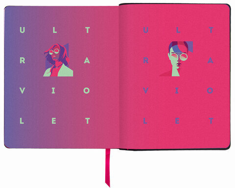 Тетрадь А5 (168х208 мм), 80 л., сшивка, клетка, под кожу, BRAUBERG VISTA, "Ultraviolet", 403914