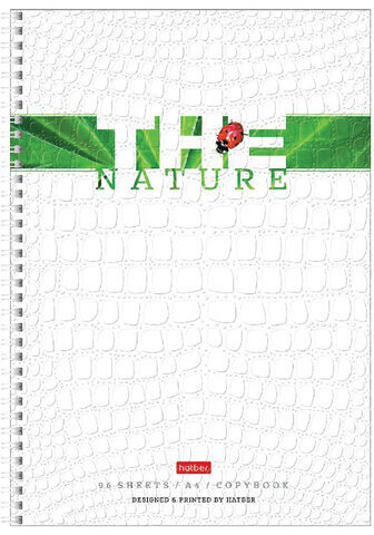 Тетрадь А4, 96 л., HATBER гребень, клетка, тиснение CROCO, "Nature" (4 вида в спайке), 96Т4тВ1гр