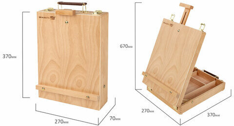 Этюдник-мольберт из бука настольный с ящиком, 27х37х67 см, высота холста до 53 см, BRAUBERG ART, 192251