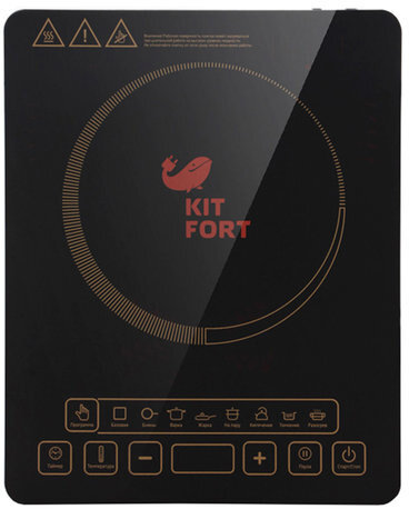 Плитка электрическая индукционная KITFORT КТ-116, 1600 Вт, 1 конфорка, 8 режимов, 8 программ, сенсорное управление, черная, KT-116