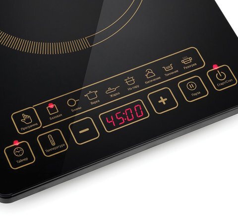 Плитка электрическая индукционная KITFORT КТ-116, 1600 Вт, 1 конфорка, 8 режимов, 8 программ, сенсорное управление, черная, KT-116