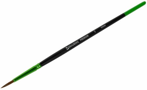 Кисть из ворса пони № 3, BRAUBERG PREMIUM, 200982