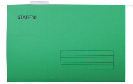 Подвесные папки A4/Foolscap (404х240 мм) до 80 л., КОМПЛЕКТ 10 шт., зеленые, картон, STAFF, 270934