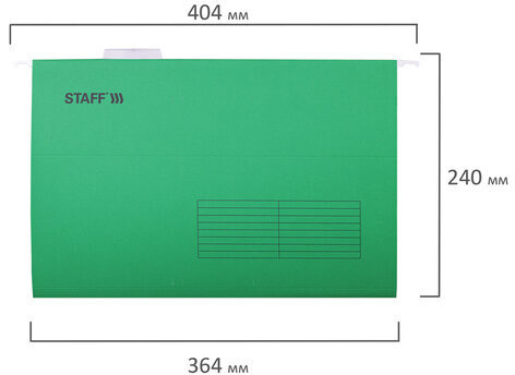 Подвесные папки A4/Foolscap (404х240 мм) до 80 л., КОМПЛЕКТ 10 шт., зеленые, картон, STAFF, 270934