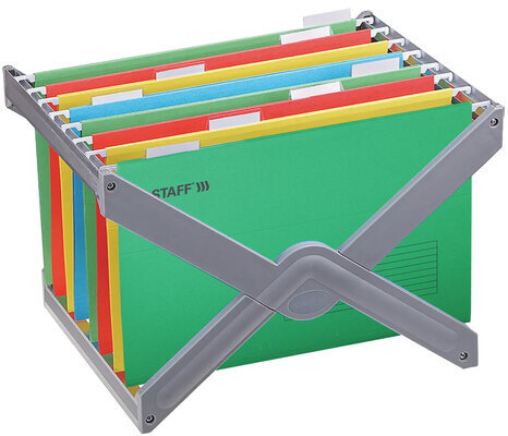 Подвесные папки A4/Foolscap (404х240 мм) до 80 л., КОМПЛЕКТ 10 шт., зеленые, картон, STAFF, 270934