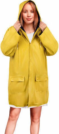 Дождевик-куртка желтая на кнопках С КАРМАНАМИ, виниловая, размер 50-56, рост 170-185, ГРАНДМАСТЕР, 610939