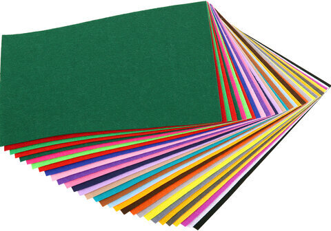 Фетр жесткий А4, 1 мм, 30 листов, 30 цветов, плотность 160 г/м2, ОСТРОВ СОКРОВИЩ, 665476