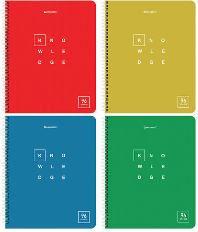 Тетрадь А5 96 л. BRAUBERG, гребень, клетка, обложка картон, "Knowledge" (микс в спайке), 404421