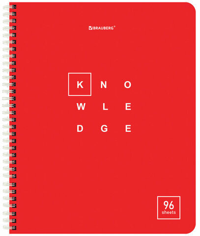 Тетрадь А5 96 л. BRAUBERG, гребень, клетка, обложка картон, "Knowledge" (микс в спайке), 404421