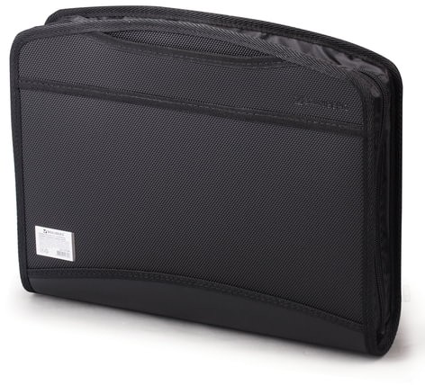 Папка-портфель пластиковая BRAUBERG А4+ (355х290х60 мм), выдвижные ручки, 9 отделений, 1 карман, черная, 225168