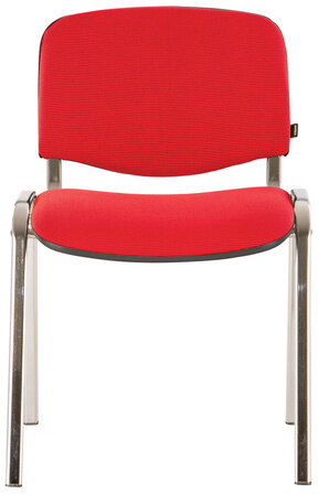 Стул для персонала и посетителей BRABIX "Iso CF-001", хромированный каркас, ткань красная с черным, 531423