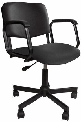 Кресло КР08, с подлокотниками, кожзаменитель, черное, КР01.00.08-201-