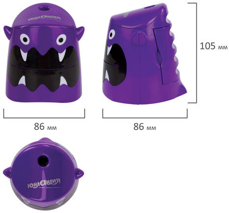 Точилка электрическая ЮНЛАНДИЯ "Монстрик", питание от 4 батареек АА, дополнительное сменное лезвие, 228428