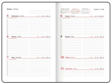 Еженедельник датированный 2026, А5, 145х215 мм, BRAUBERG "Select", балакрон, темно-синий, 117181